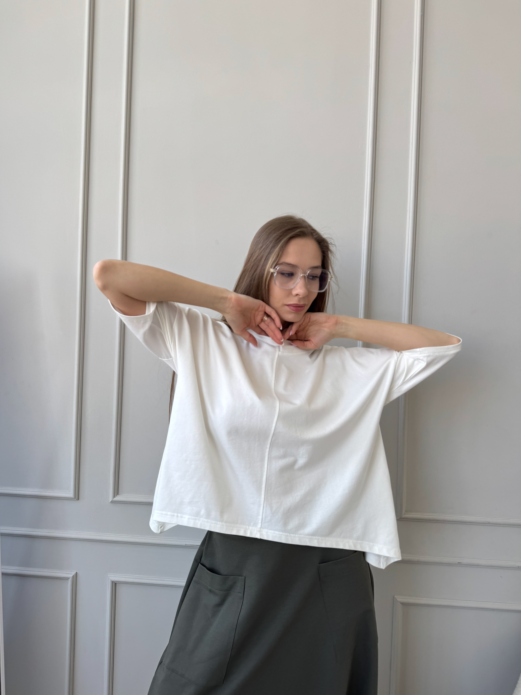 103 Асимметрия Блуза цвет Белый, р OneSize