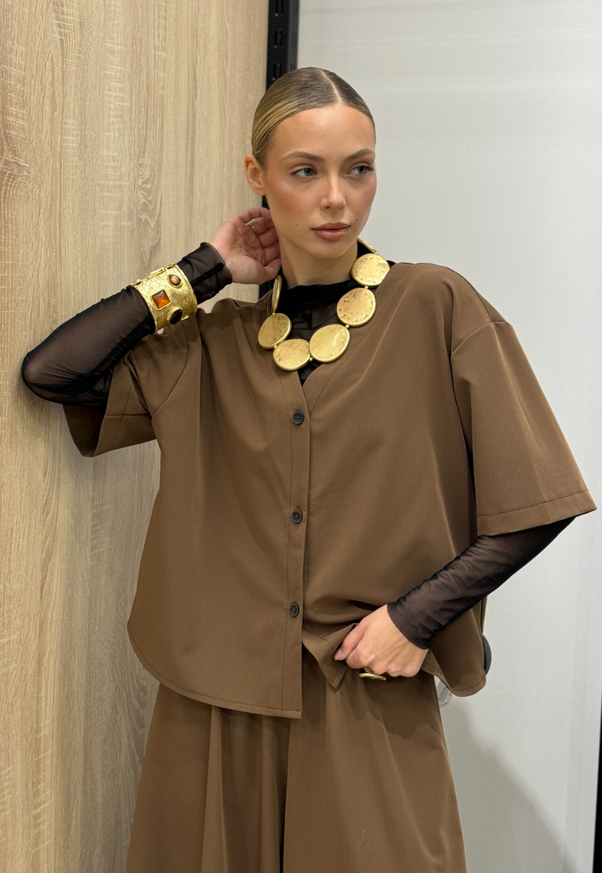 502 Рубашка Вискоза цвет Коричневый, р OneSize