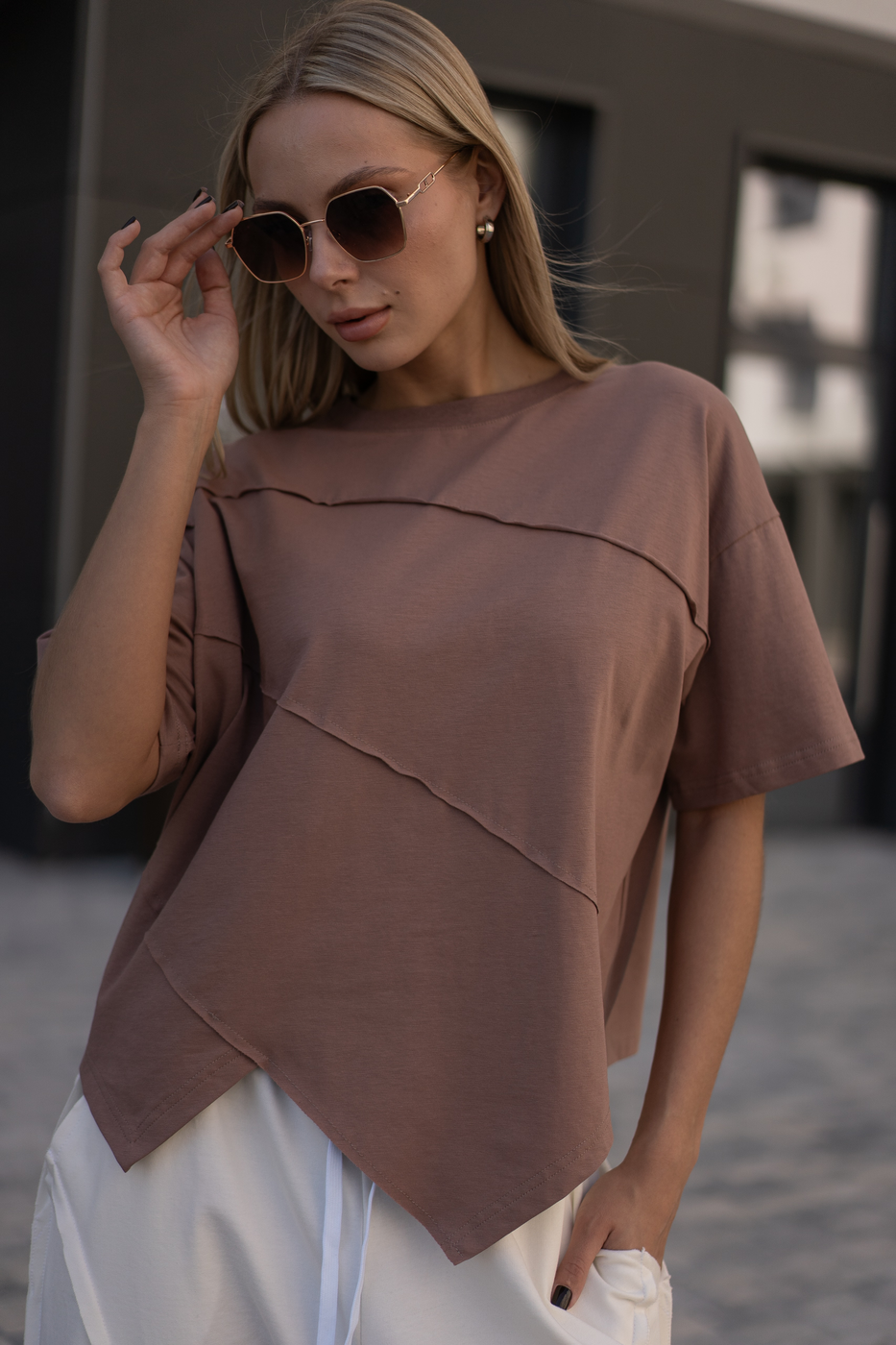 110 Футболка цвет Бежевый, р OneSize